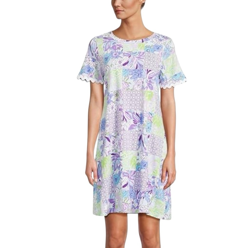 Lilly Pulitzer The Cody Mini Dress Purple Floral Print 100% Cotton NWT XL - Picture 2 of 13